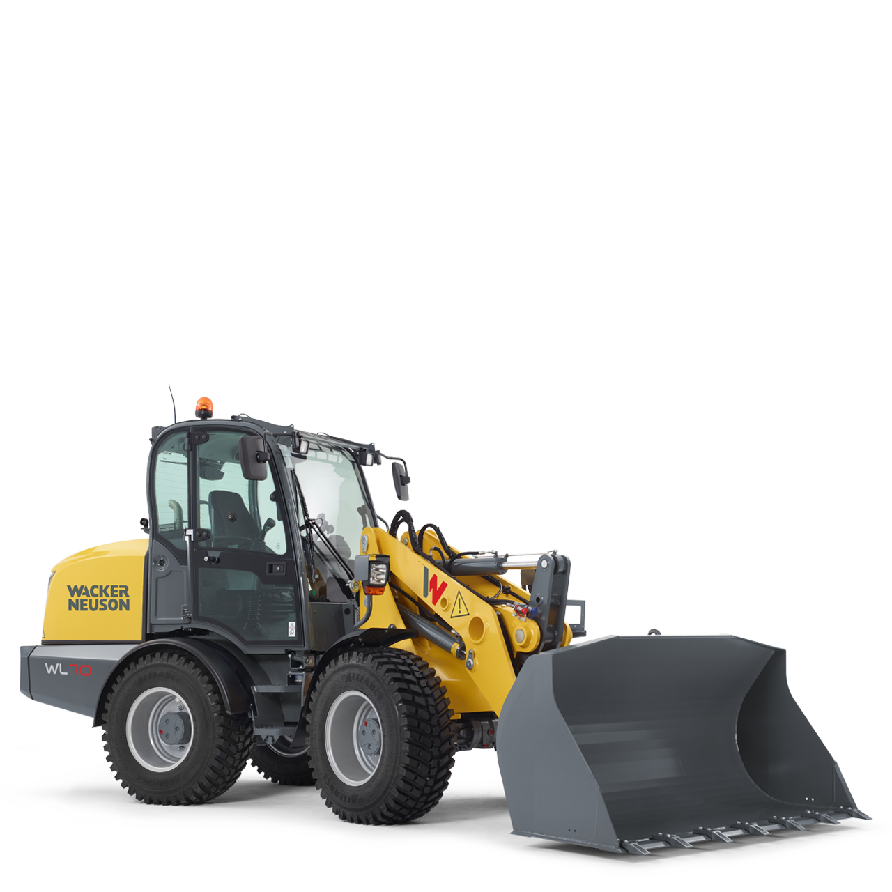 Wacker Neuson wheel loader WL70 with earth bucket, studio